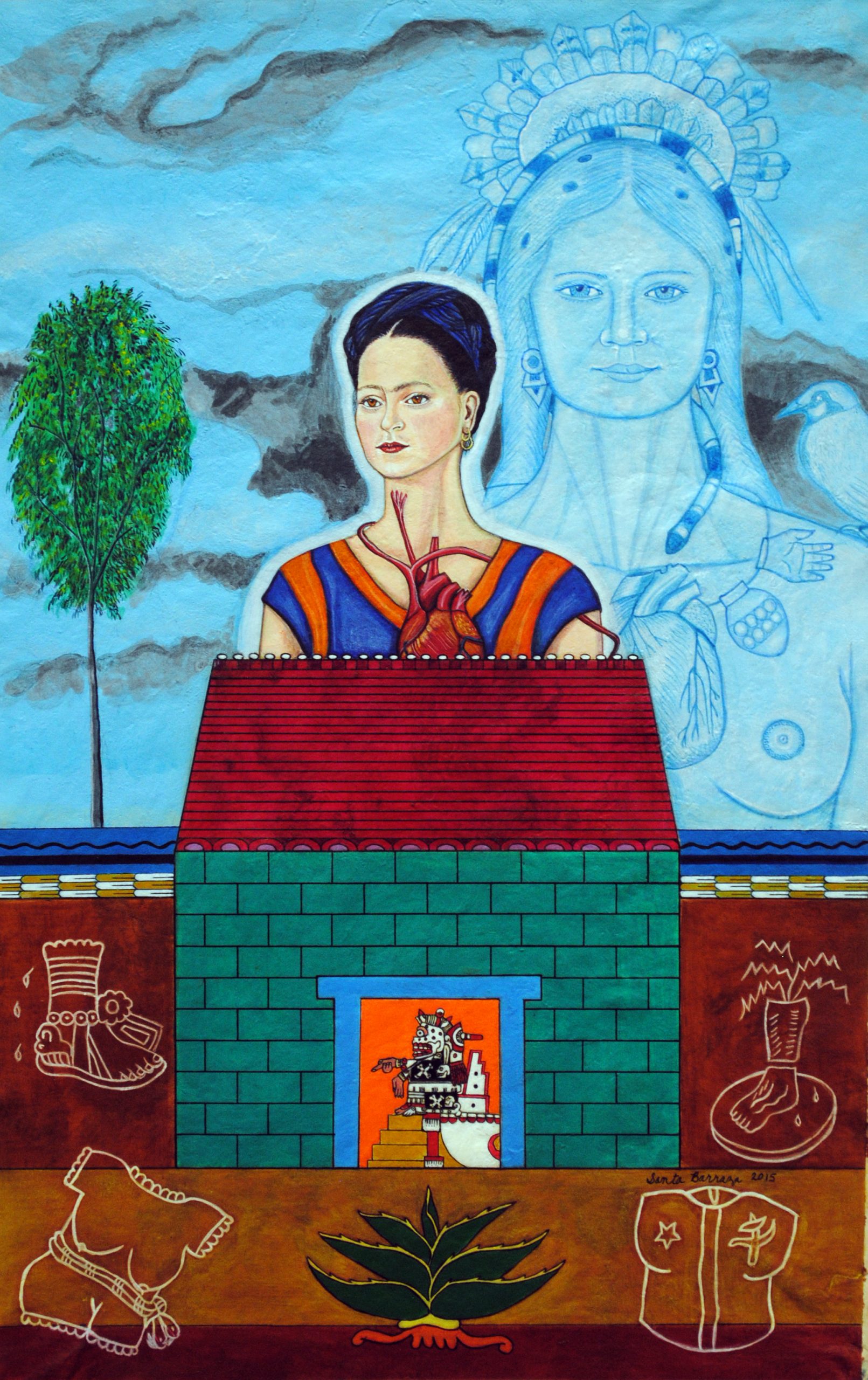 “Mujeres Nobles Series: Frida con Tezcatlipocay Coyolxauhqui” 2015