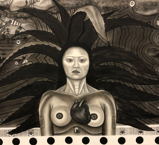 “Details of Teotl: Cihuateteo with Maguey Portrait (detail)” 1995